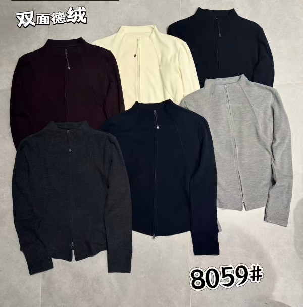 Women's Loose Long - Sleeve T - Shirt Cardigan with Stand - up Collar and Double Zippers, a Design - forward Top