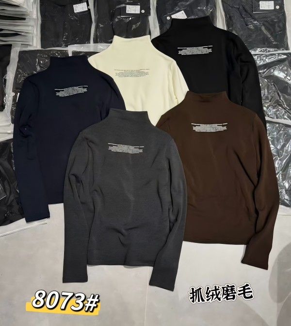 Women's Short - length Dralon Long - Sleeve T - shirt with Semi - turtleneck for Autumn and Winter, Inner Layer and Base - layer Top